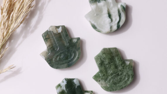 Moss Agate Hamsa Hand