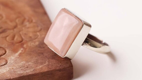 Peach Moonstone Cabochon Ring