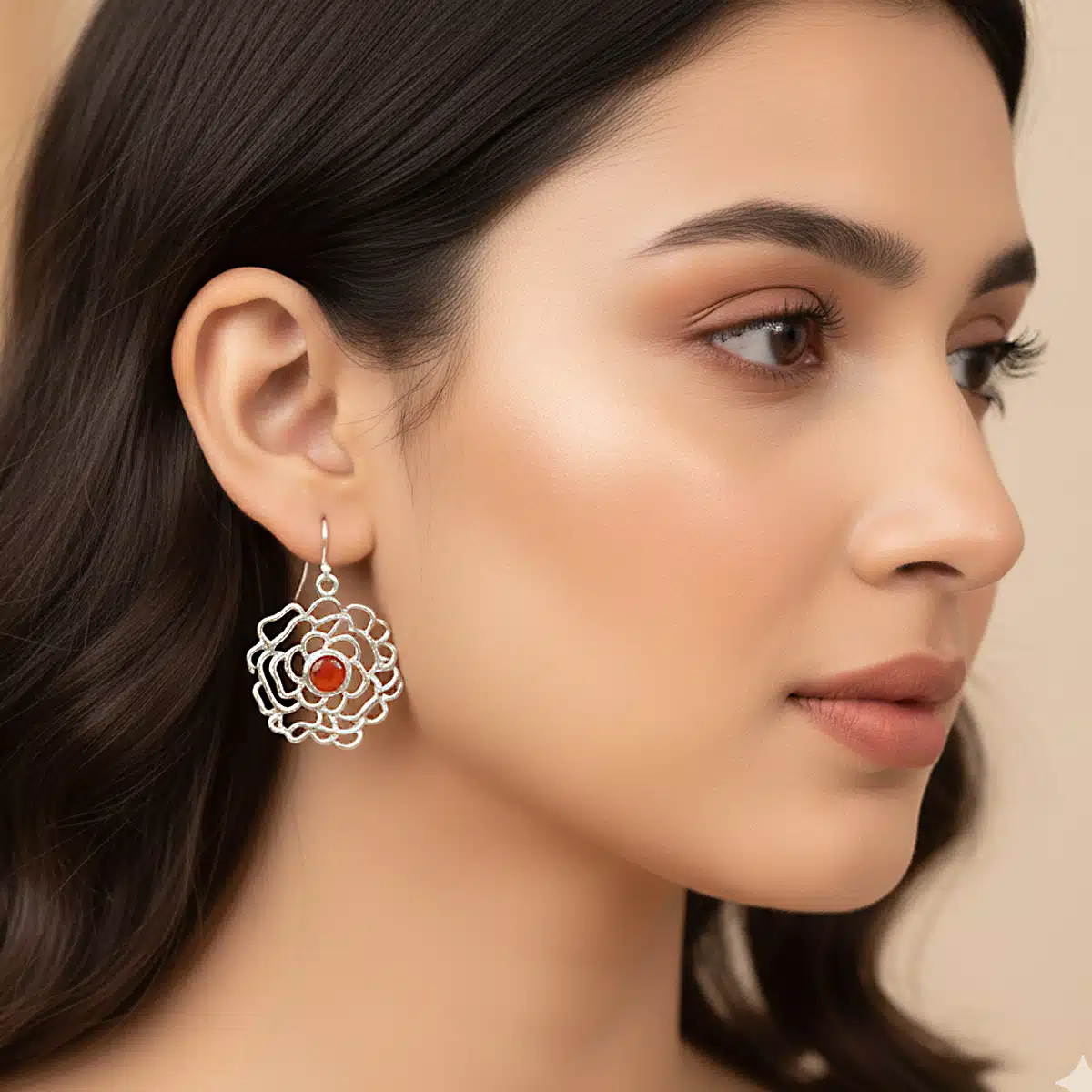 red-carnelian-flower-design-silver-earring (7)