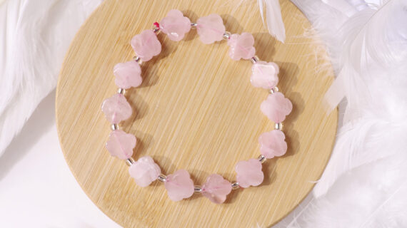Rose Quartz Flower Beads Bracelet