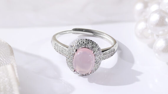 Rose Quartz Oval Silver Ring