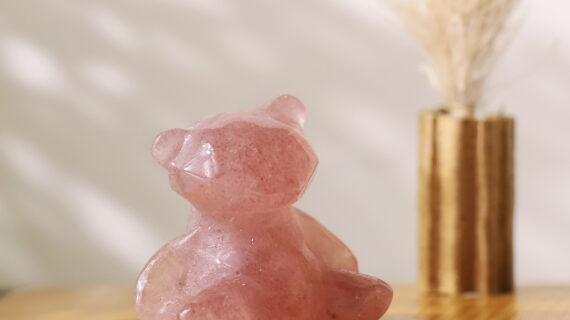 Strawberry Quartz Teddy Bear 1 Inch