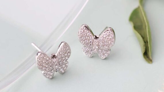 Zircon Butterfly Studd Earring Silver