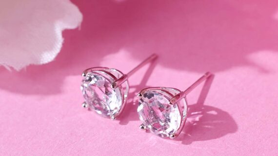 Zircon Round Studd Big Earring Silver