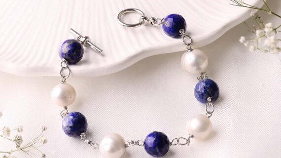 Lapis Pearl Chain Bracelet