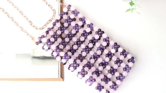 Amethyst & Rose quartz Mobile Hanging Pouch