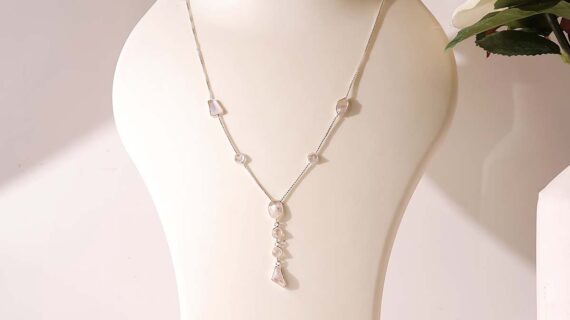 Rainbow Moonstone Mix Shape Beads Necklace Silver