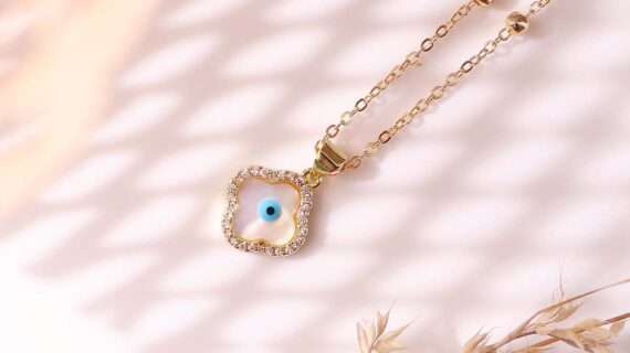 Evil Eye Golden Leaf Shape Pendant