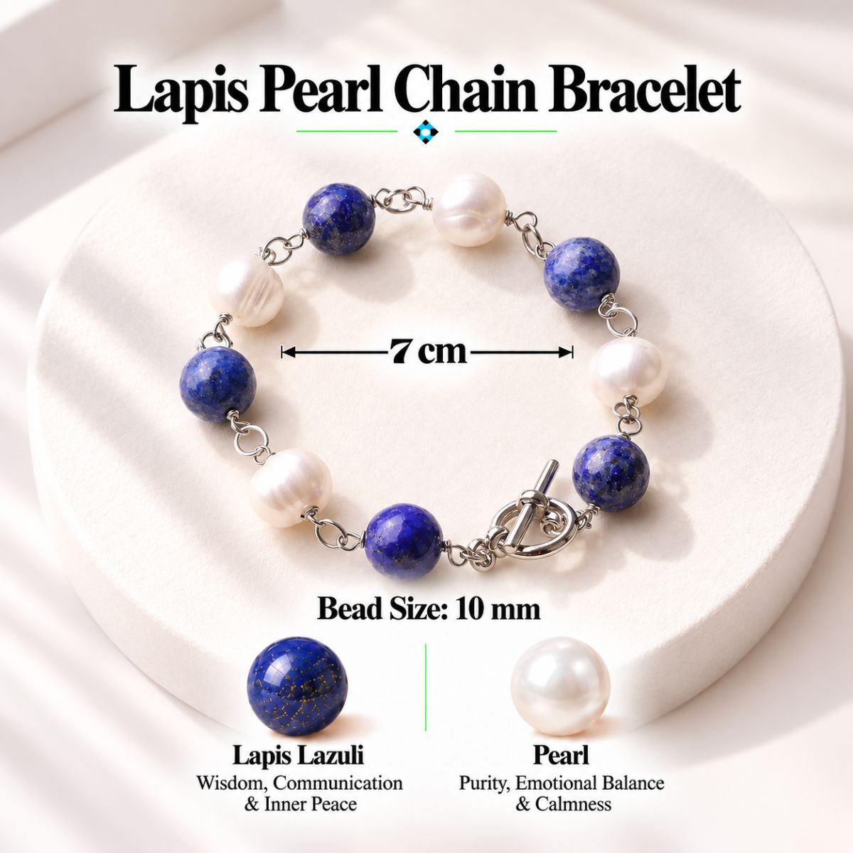 Lapis Pearl Chain Bracelet lapis pearl chain bracelet