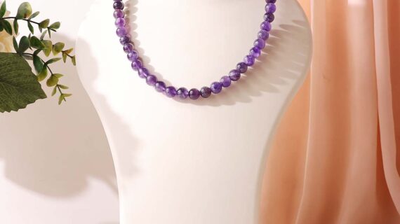 Amethyst Beads Necklace 8mm
