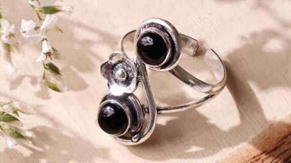Black Onyx Double Stone Small Ring
