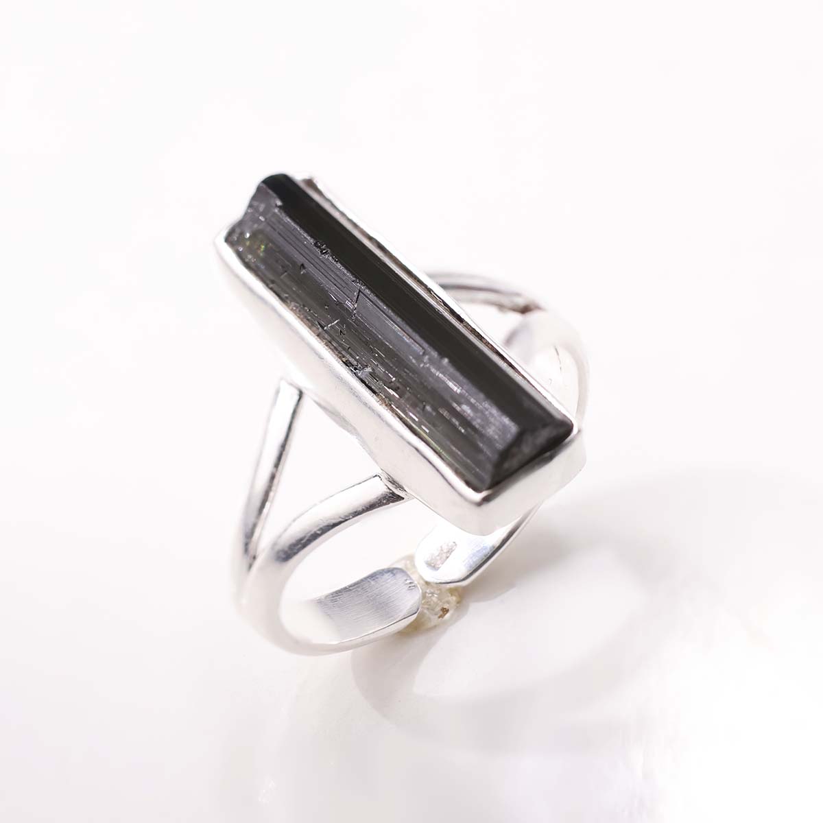 Black Tourmaline Raw Ring Silver-A (1)