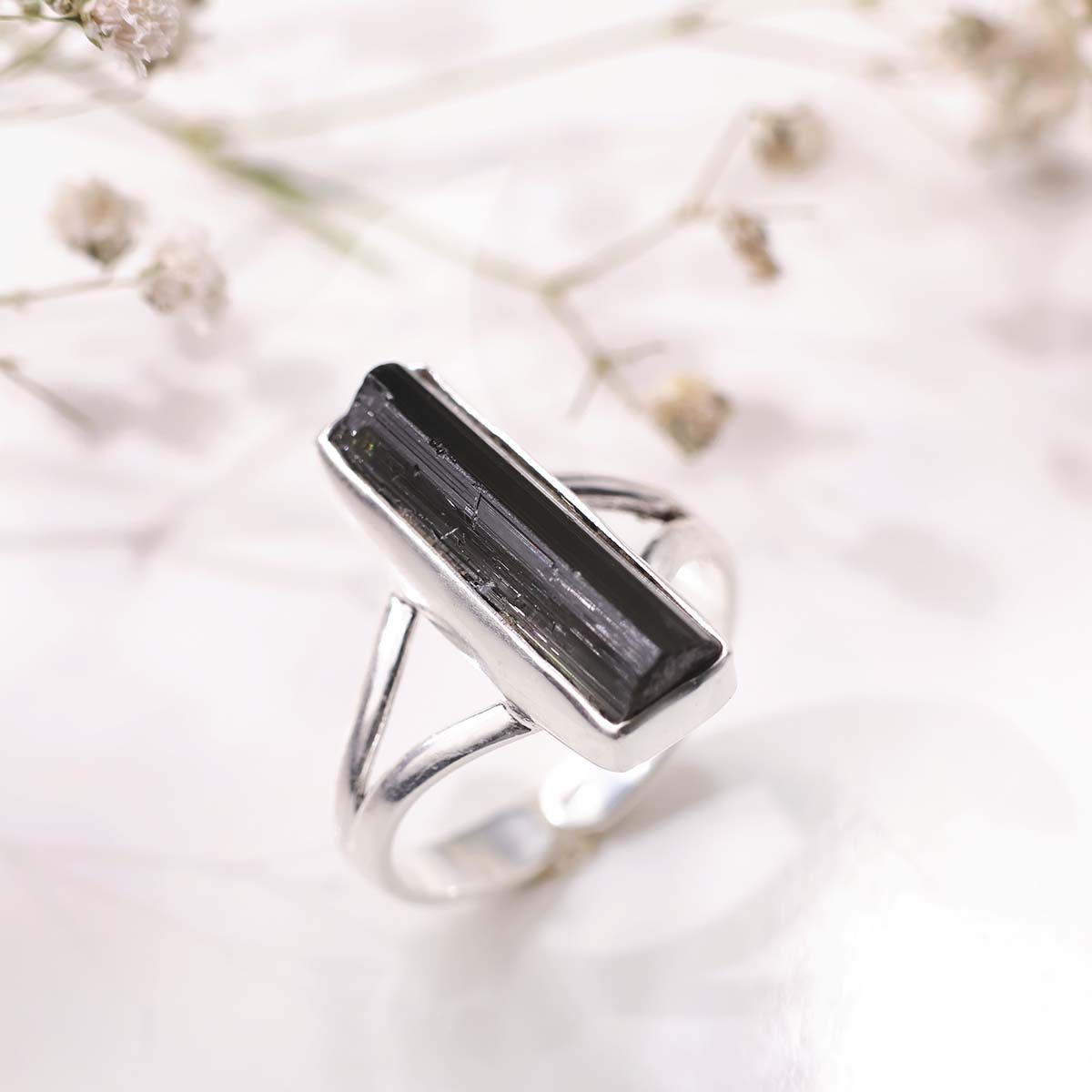 Black Tourmaline Raw Ring Silver-A (2)