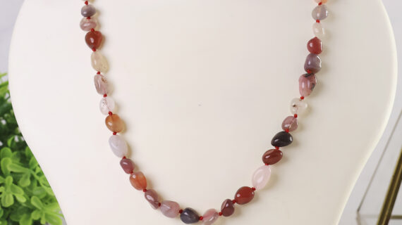 Botswana Agate Small Tumble Necklace Knotted