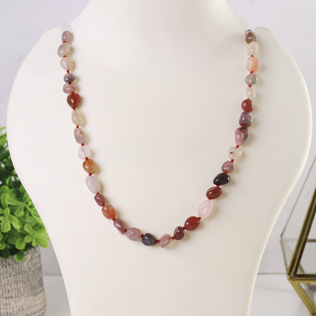 Botswana Agate Small Tumble Necklace Knotted (4)