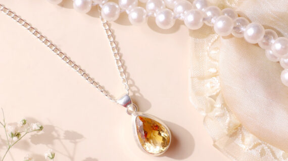 Citrine Faceted Big Pendant Silver