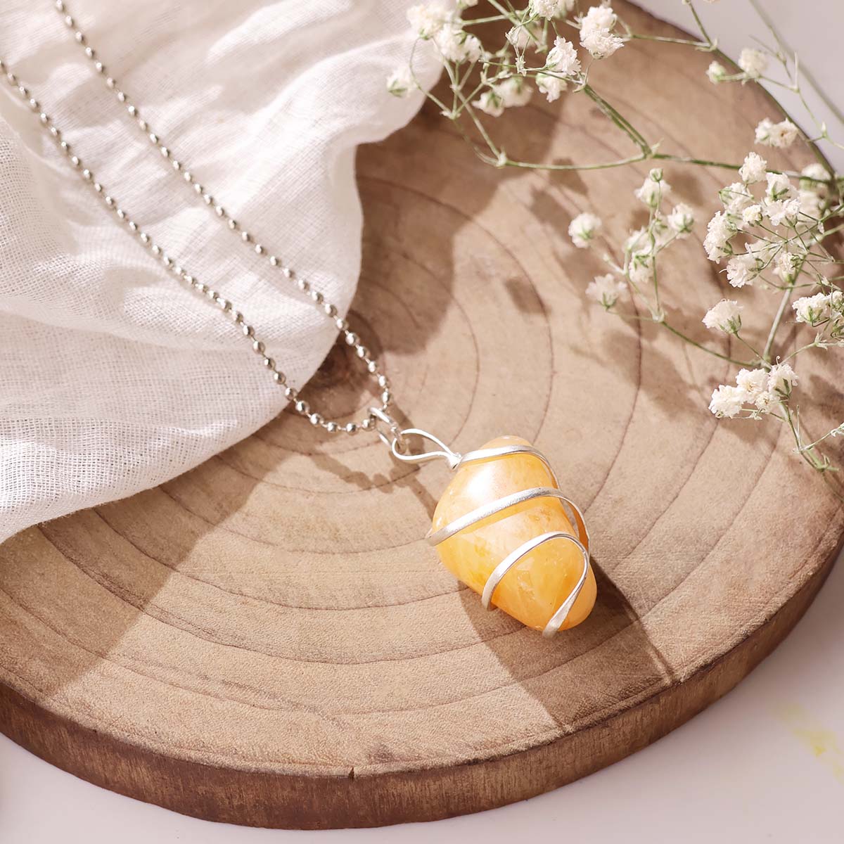 Golden Quartz Tumble Wire Pendant (5)