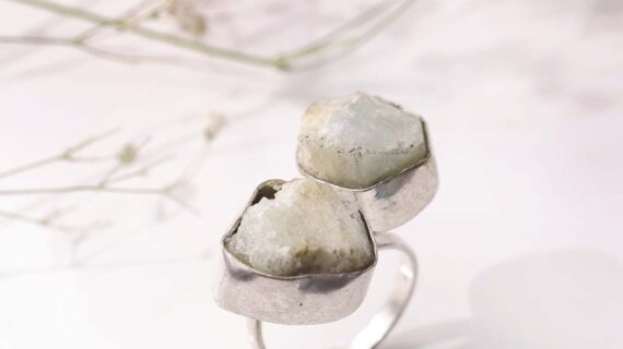 Green Aventurine Double Stone Raw Ring