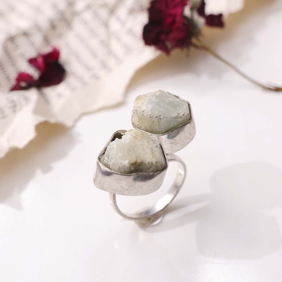 Green Aventurine Double Stone Raw Ring (2)
