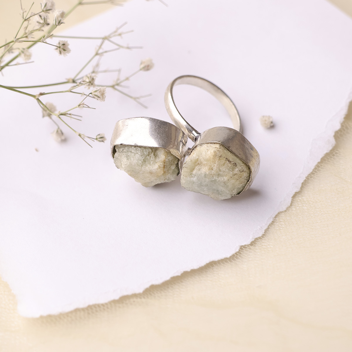 Green Aventurine Double Stone Raw Ring (4)