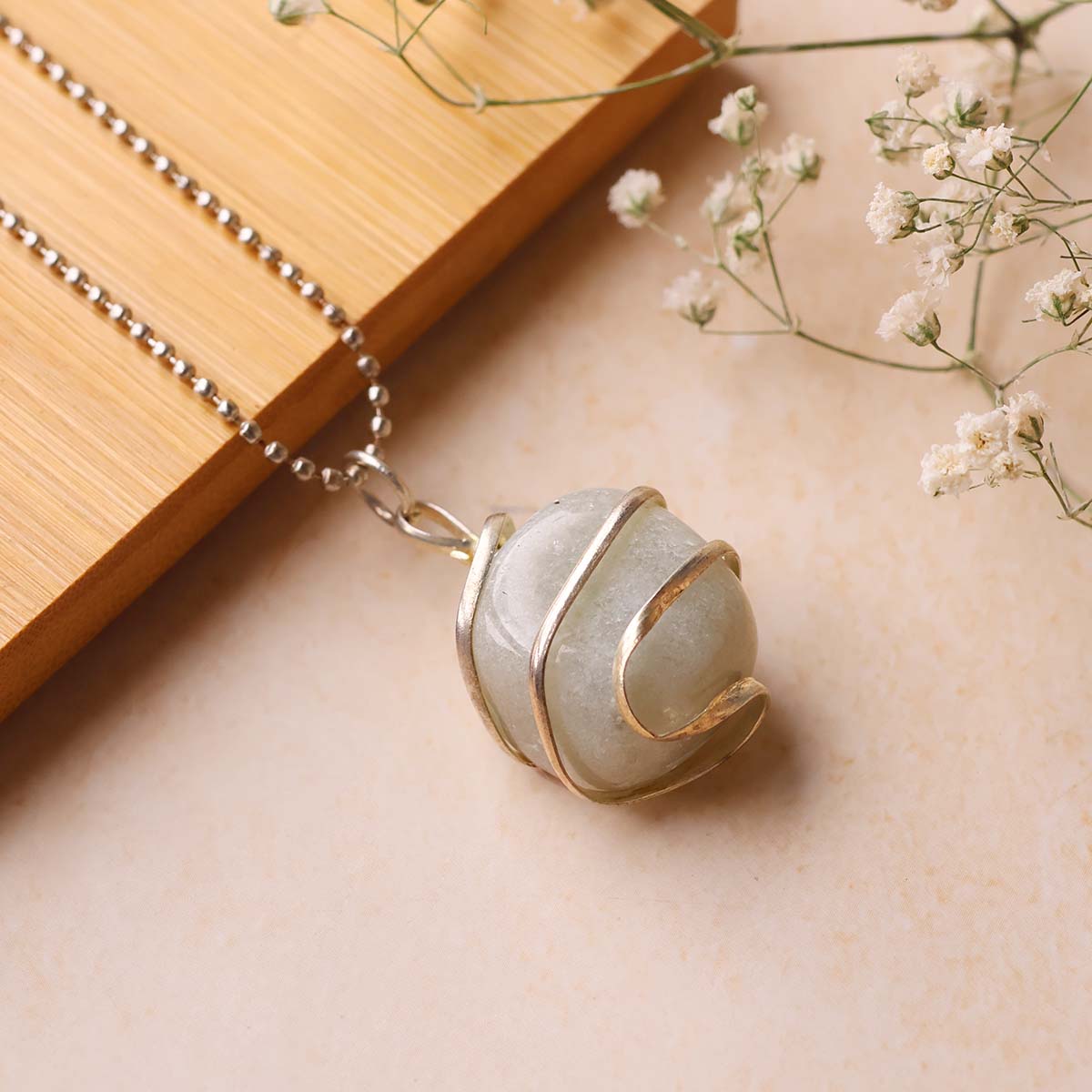 Green Aventurine Tumble Wire Pendant (2)