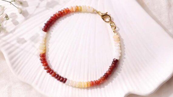 Fire Opal Bati Beads Bracelet