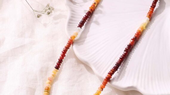 Fire Opal Single Layer Bati Beads Necklace