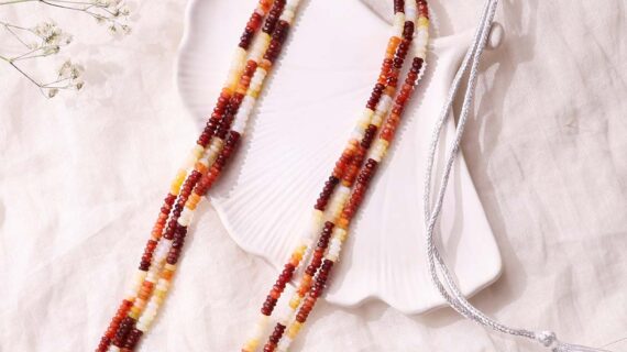 Fire Opal 3 Layer Bati Beads Necklace