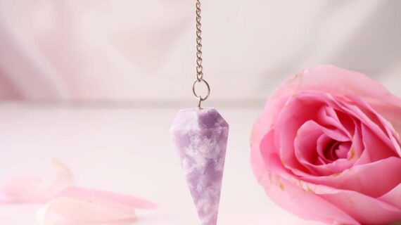 Lepidolite crystal pendulum
