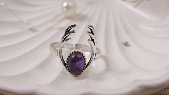 Amethyst Dear Antlers Ring