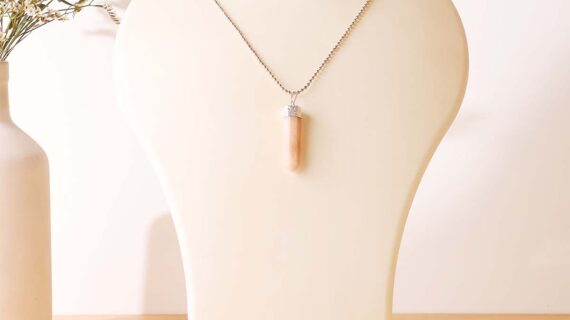 Peach Moonstone Pencil Pendant