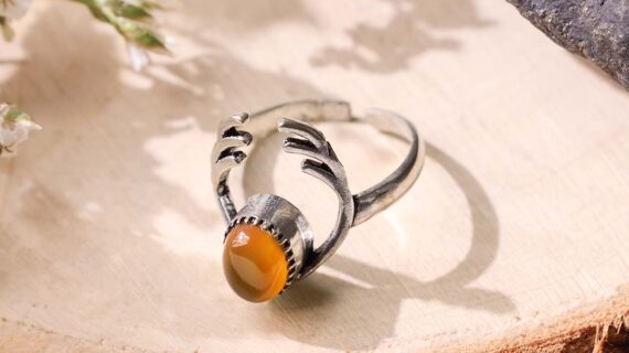 Red Carnelian Dear Antlers Ring