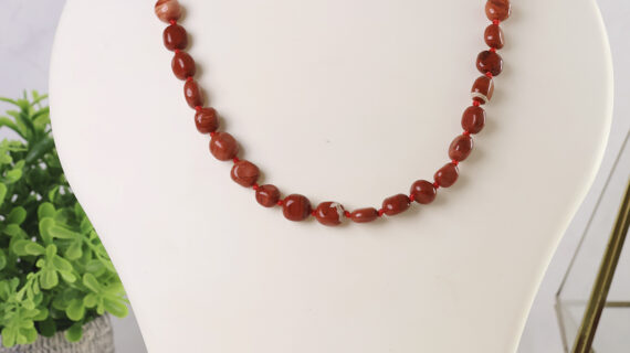 Red Jasper Small Tumble Necklace Knotted