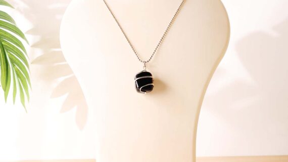 Black Obsidian Tumble Wire Pendant