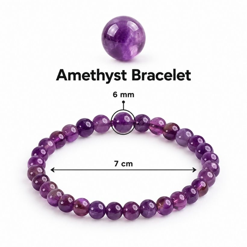 Amethyst Round Beads Bracelet (1) amethyst round beads bracelet