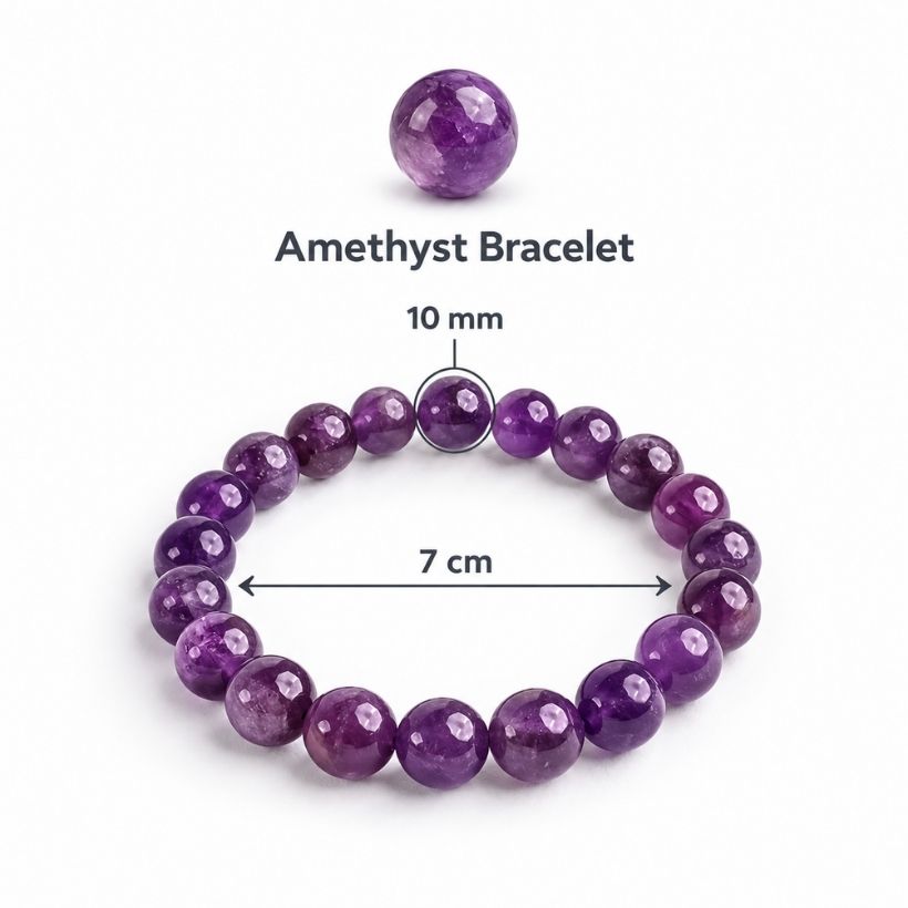 Amethyst Round Beads Bracelet (2) amethyst round beads bracelet