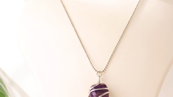 Amethyst Tumble Wire Pendant