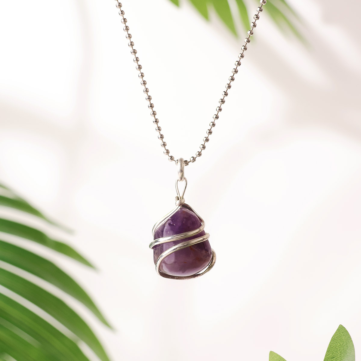 Amethyst Tumble Wire Pendant (2)