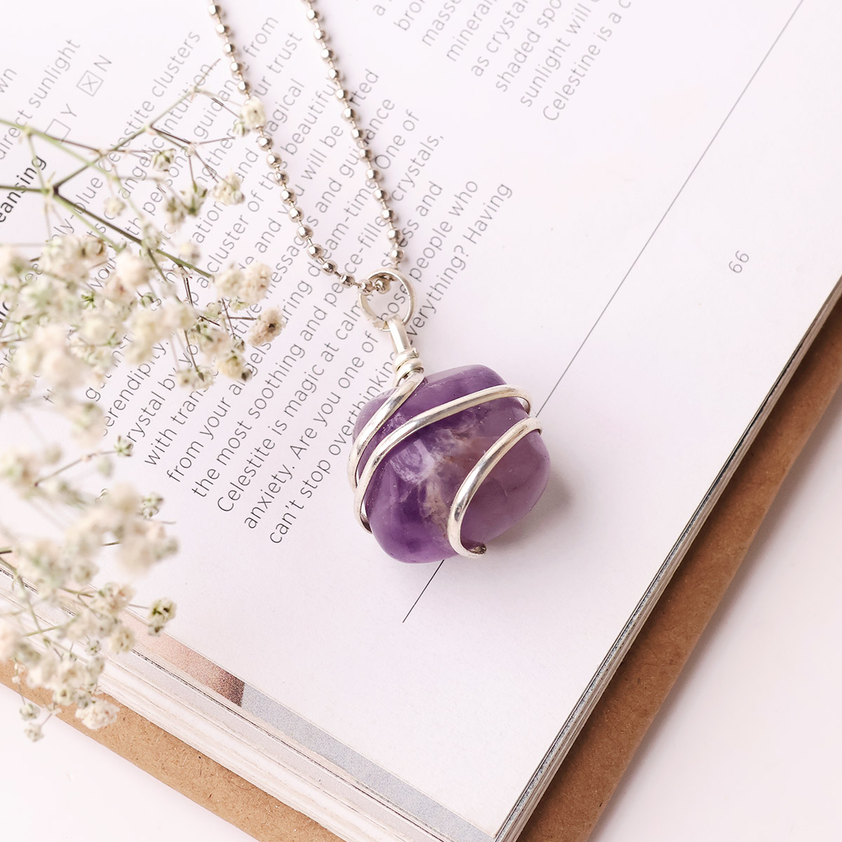 Amethyst Tumble Wire Pendant (3)