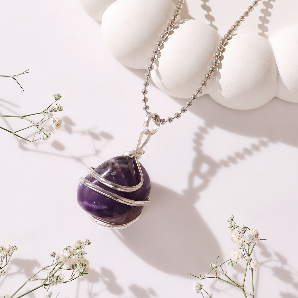 Amethyst Tumble Wire Pendant (4)