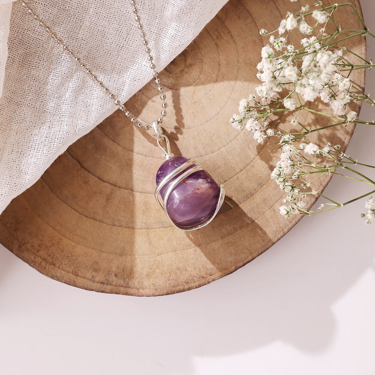 Amethyst Tumble Wire Pendant (6)