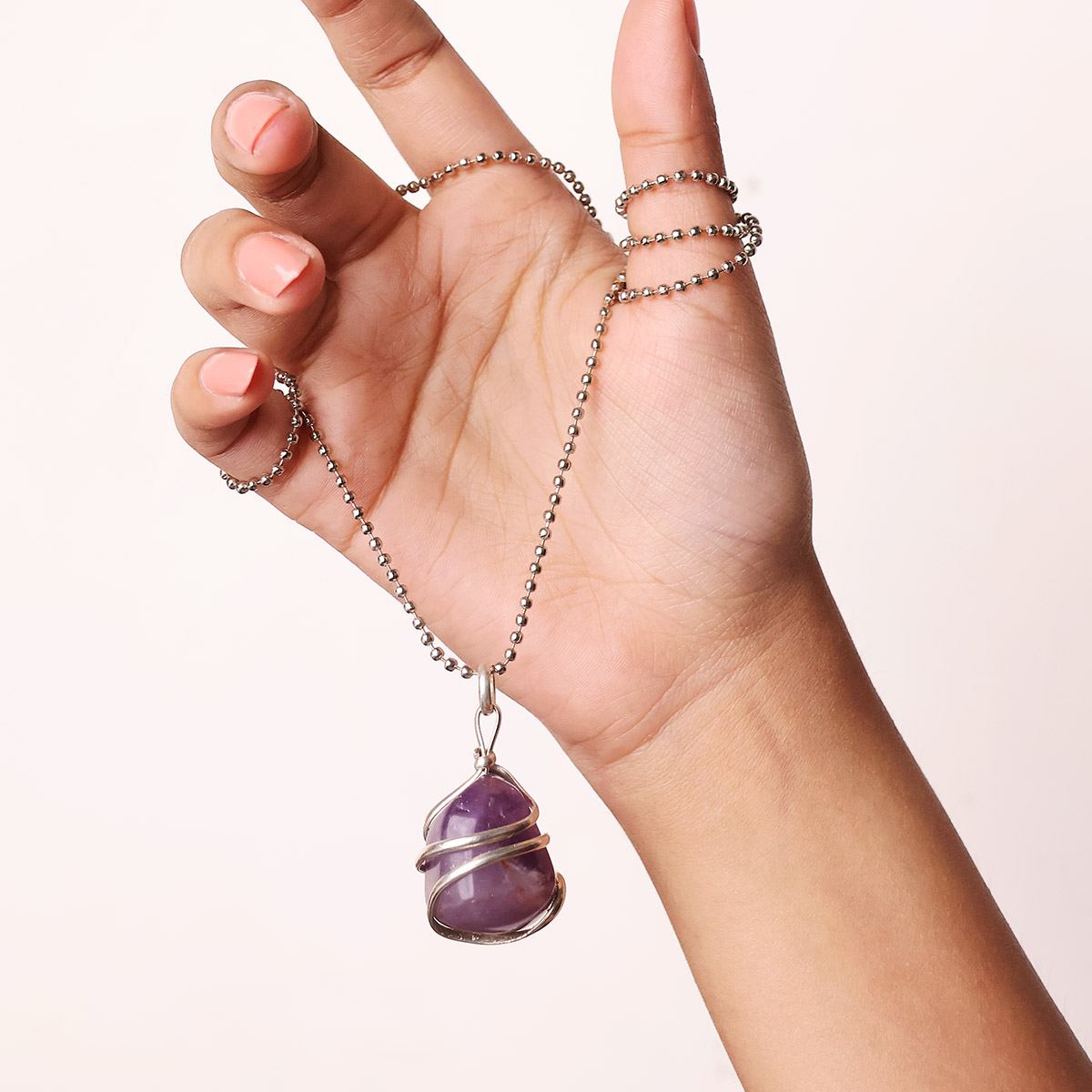 Amethyst Tumble Wire Pendant (7)