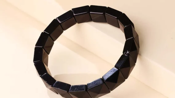 Black Obsidian Pyramid Shape Bracelet