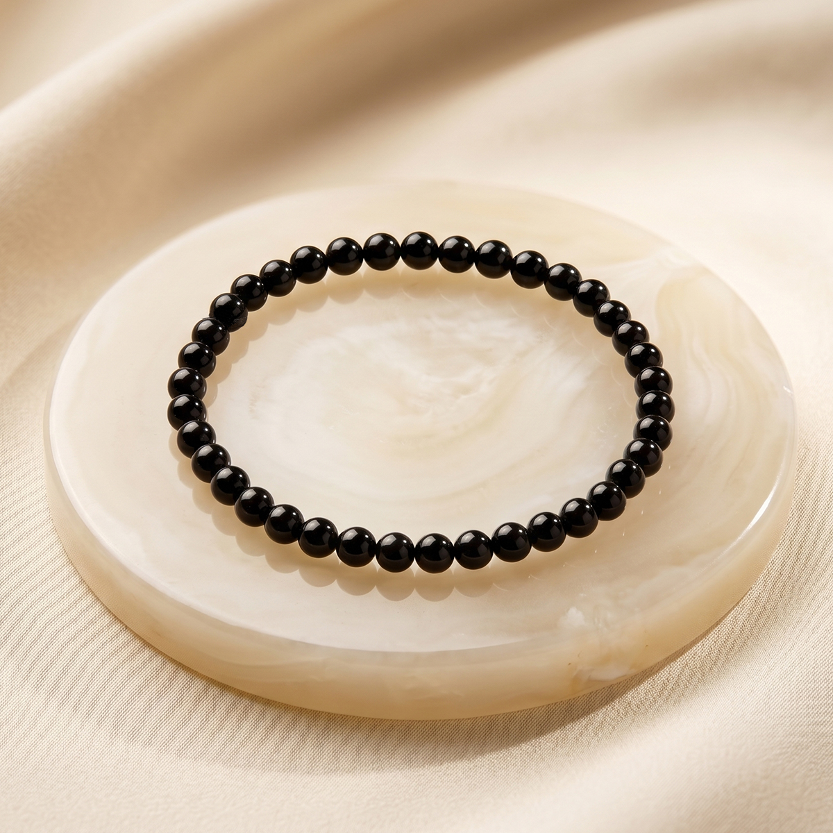 Black Tourmaline Bracelet - Shubhanjali Store (4) black tourmaline round beads bracelet