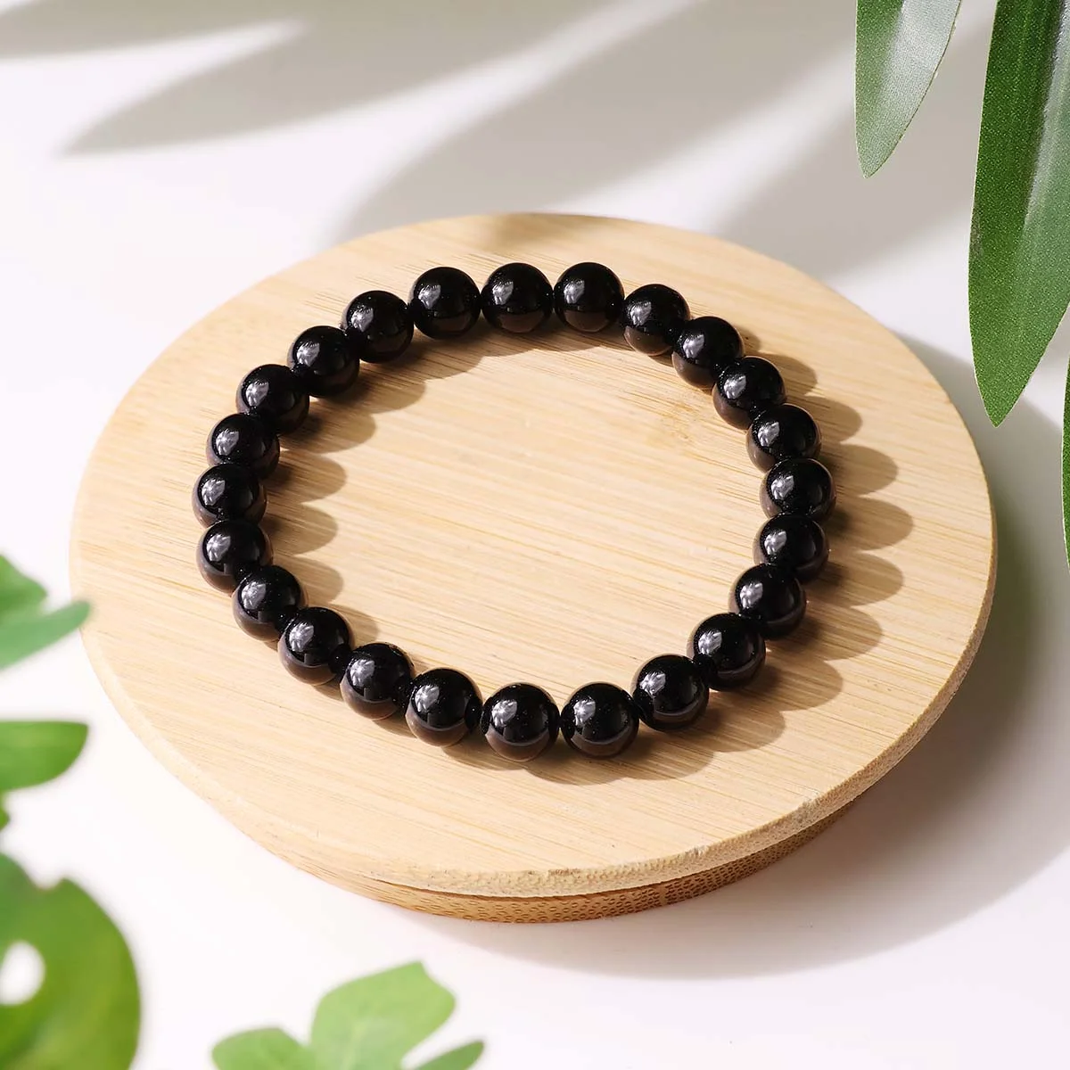 Black Tourmaline Round Beads Bracelet (1)