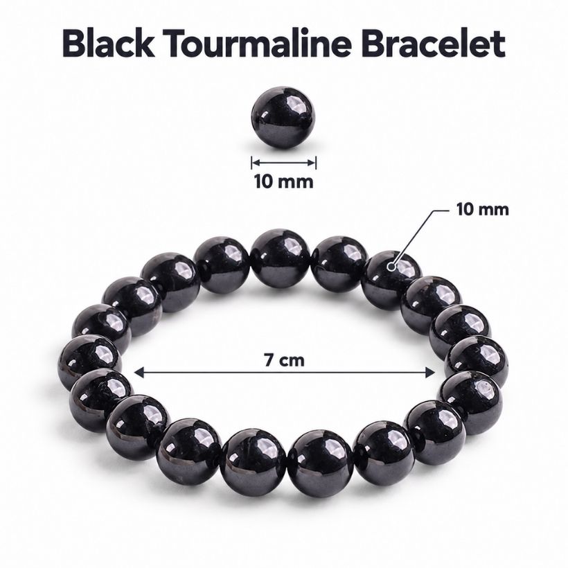 Black Tourmaline Round Beads Bracelet (1) black tourmaline round beads bracelet