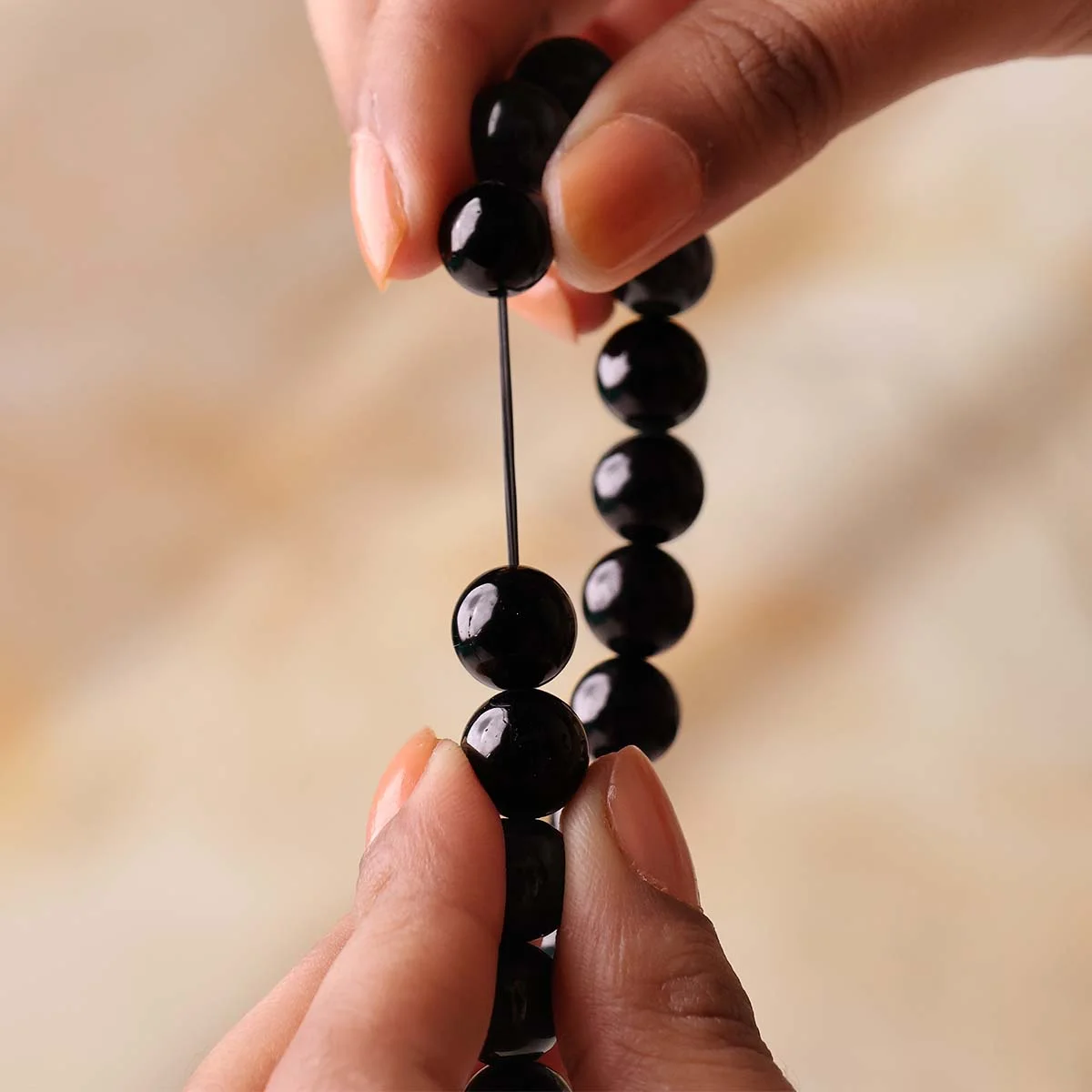 Black Tourmaline Round Beads Bracelet (11)