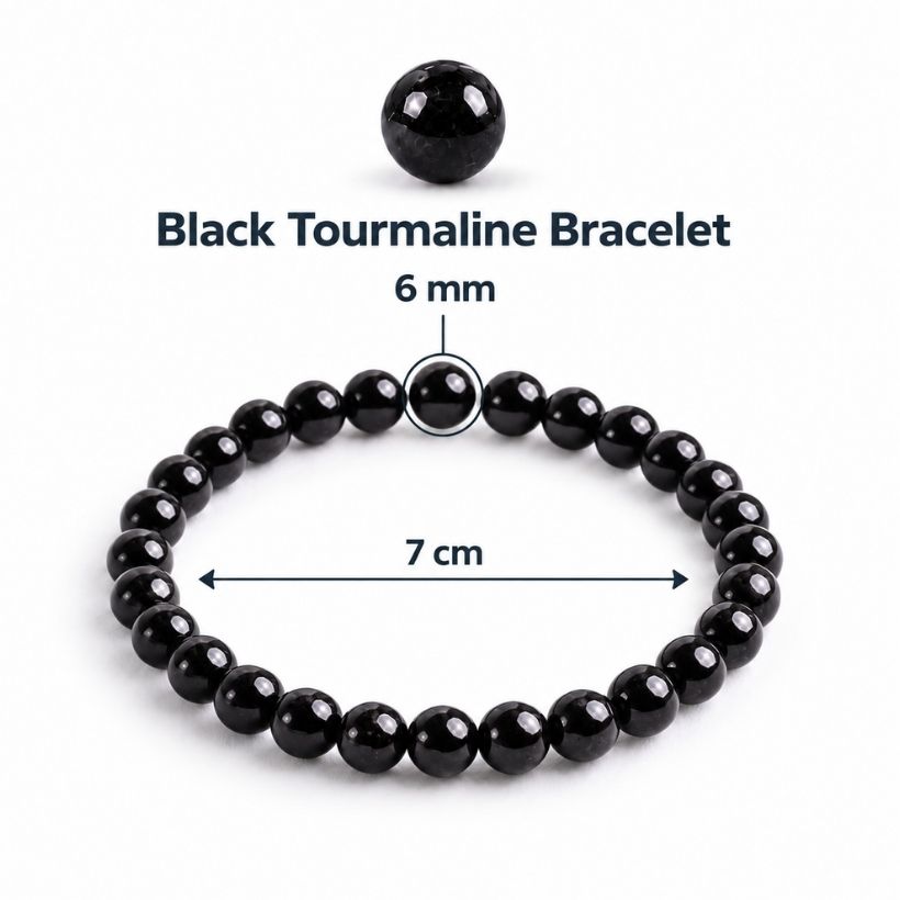 Black Tourmaline Round Beads Bracelet (2) black tourmaline round beads bracelet