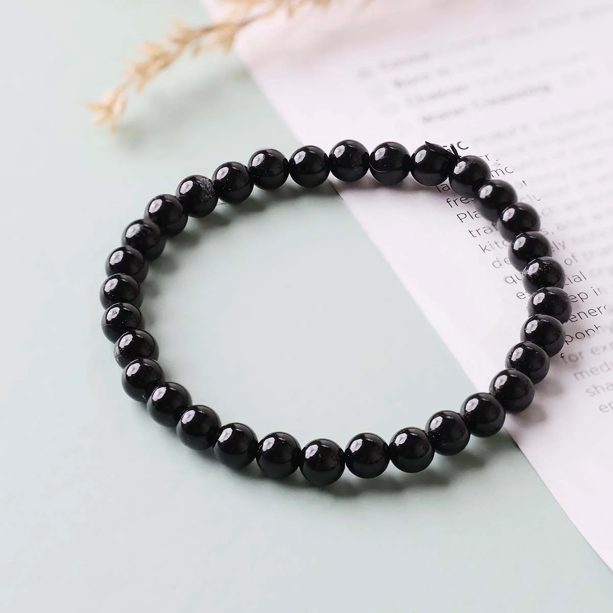 Black Tourmaline Round Beads Bracelet (2)