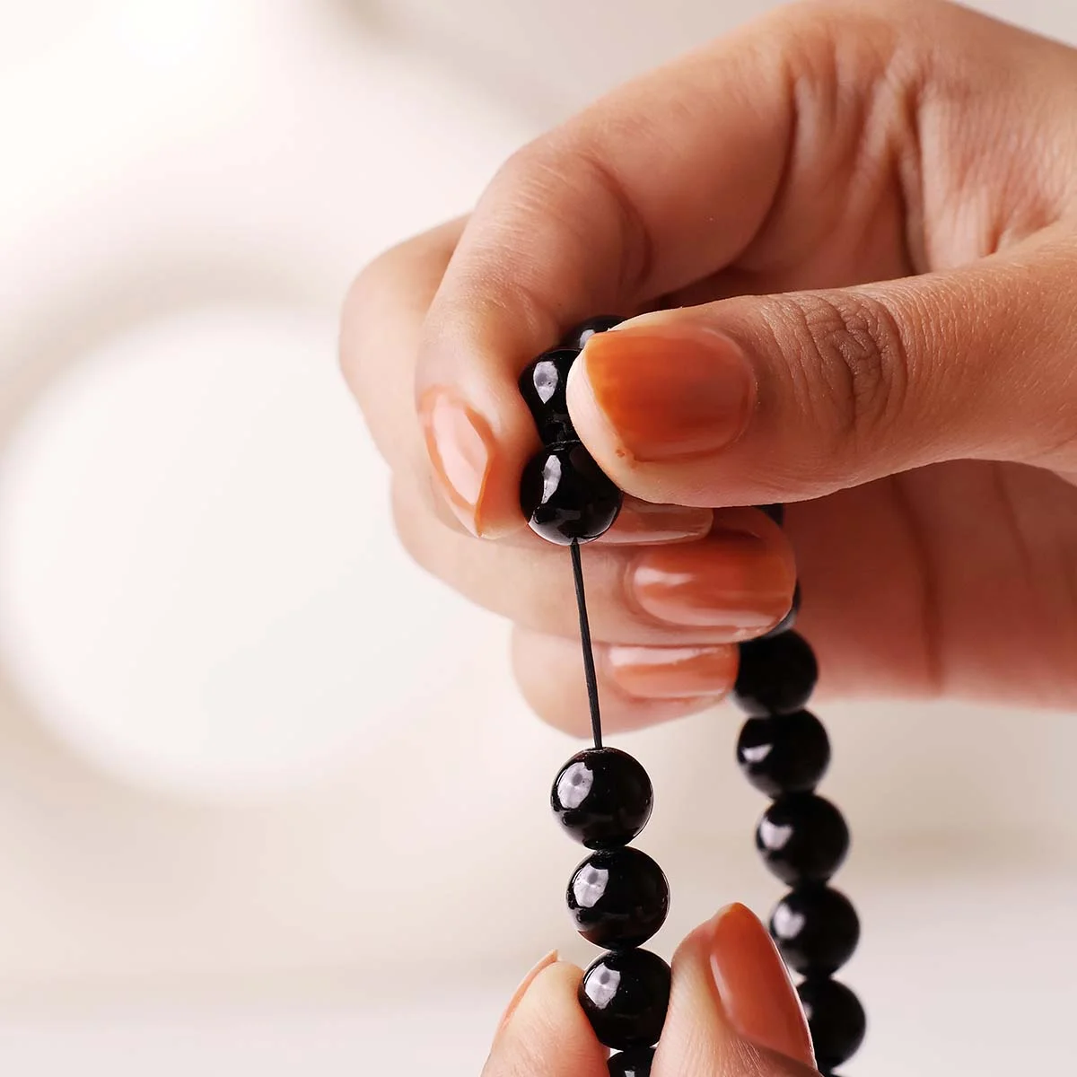 Black Tourmaline Round Beads Bracelet (4)
